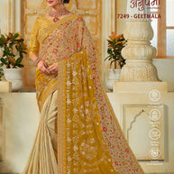 Laxmipati Bulbul 7249 Organza Beige Saree