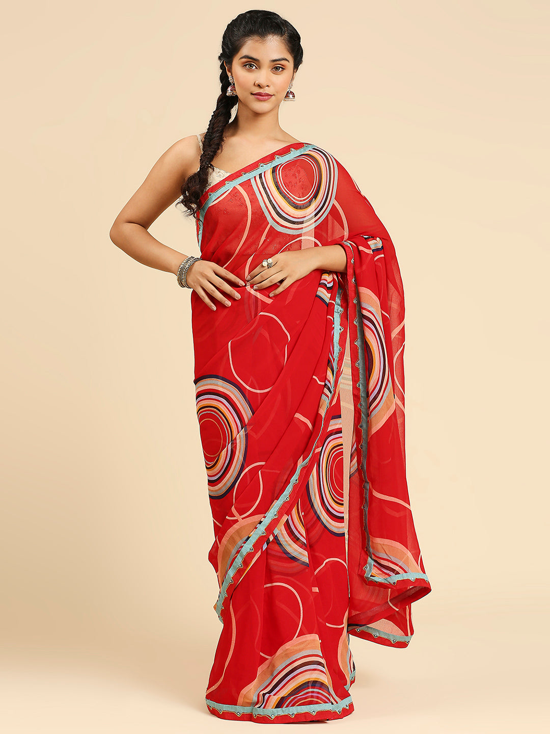 Laxmipati 7265 Poly Georgette Red Saree