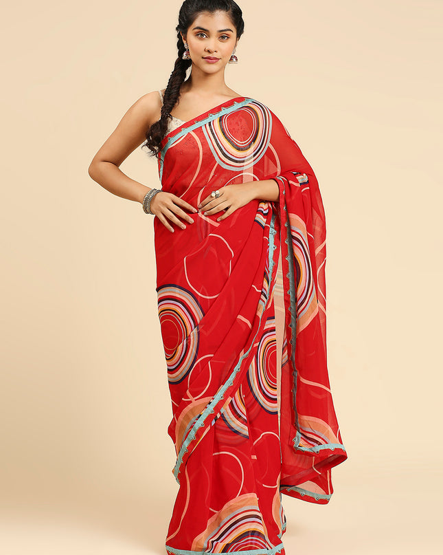 Laxmipati 7265 Poly Georgette Red Saree