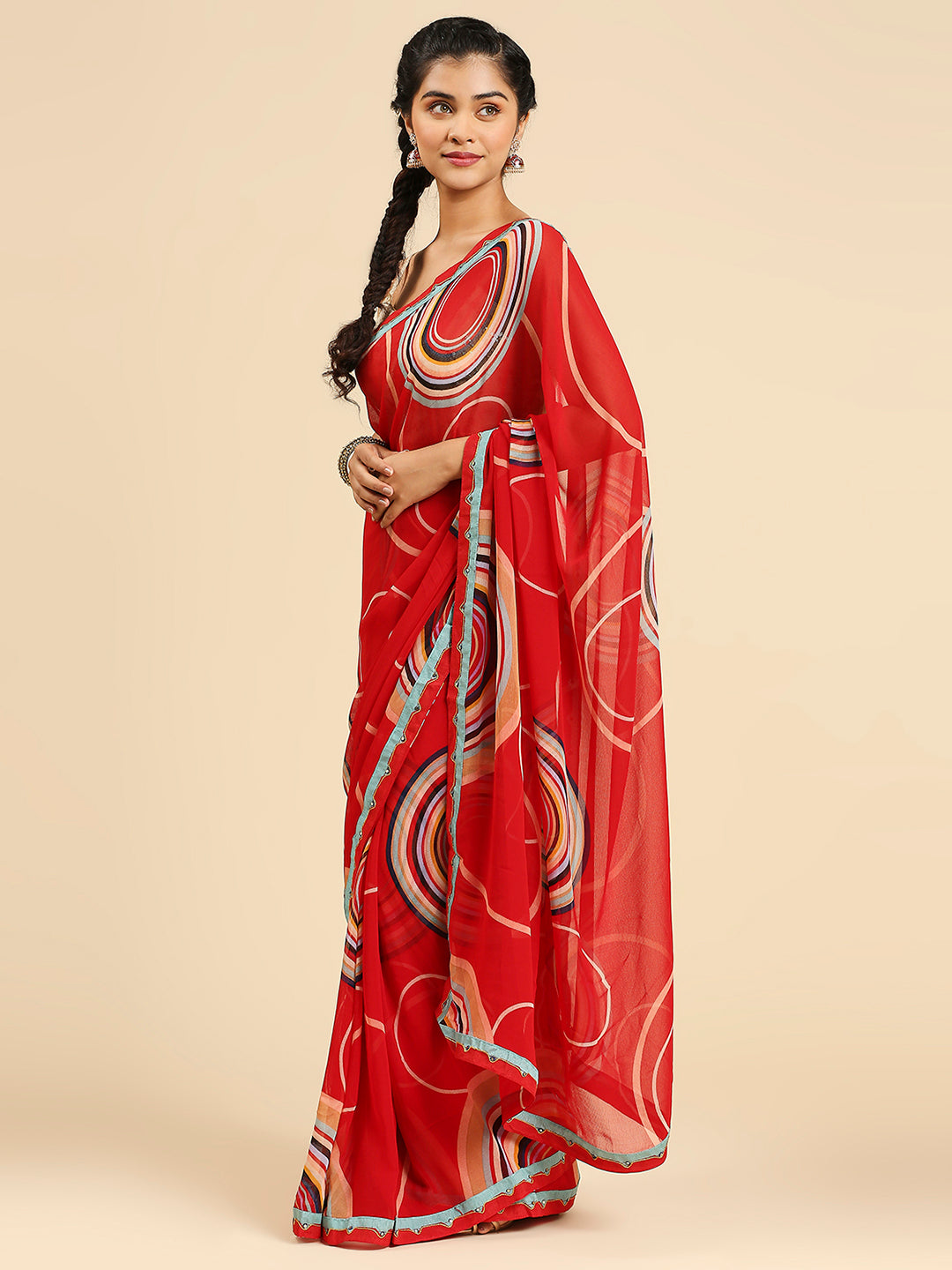 Laxmipati 7265 Poly Georgette Red Saree