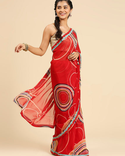 Laxmipati 7265 Poly Georgette Red Saree