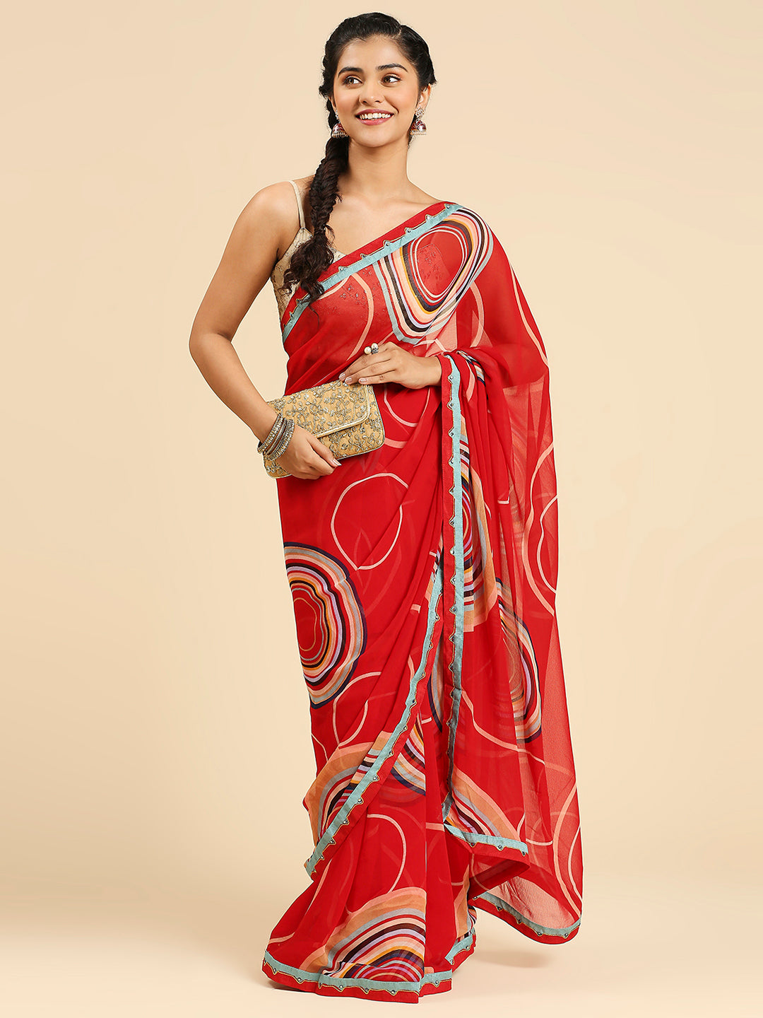 Laxmipati 7265 Poly Georgette Red Saree