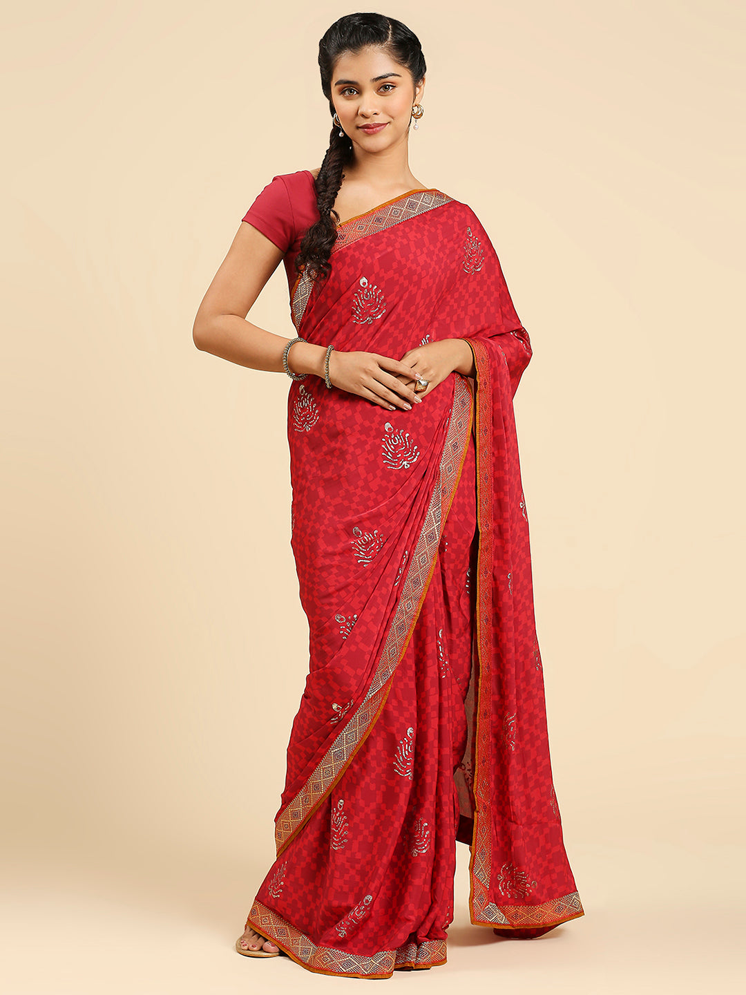 Laxmipati 7271 Poly Silk Wine Saree