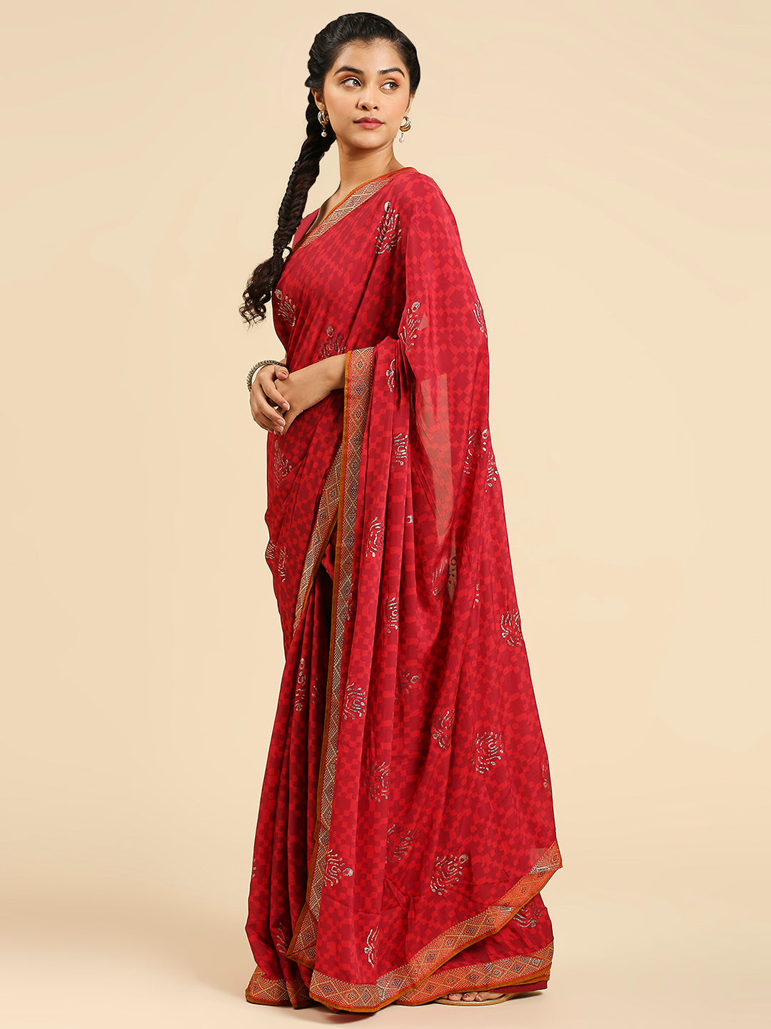 Laxmipati 7271 Poly Silk Wine Saree