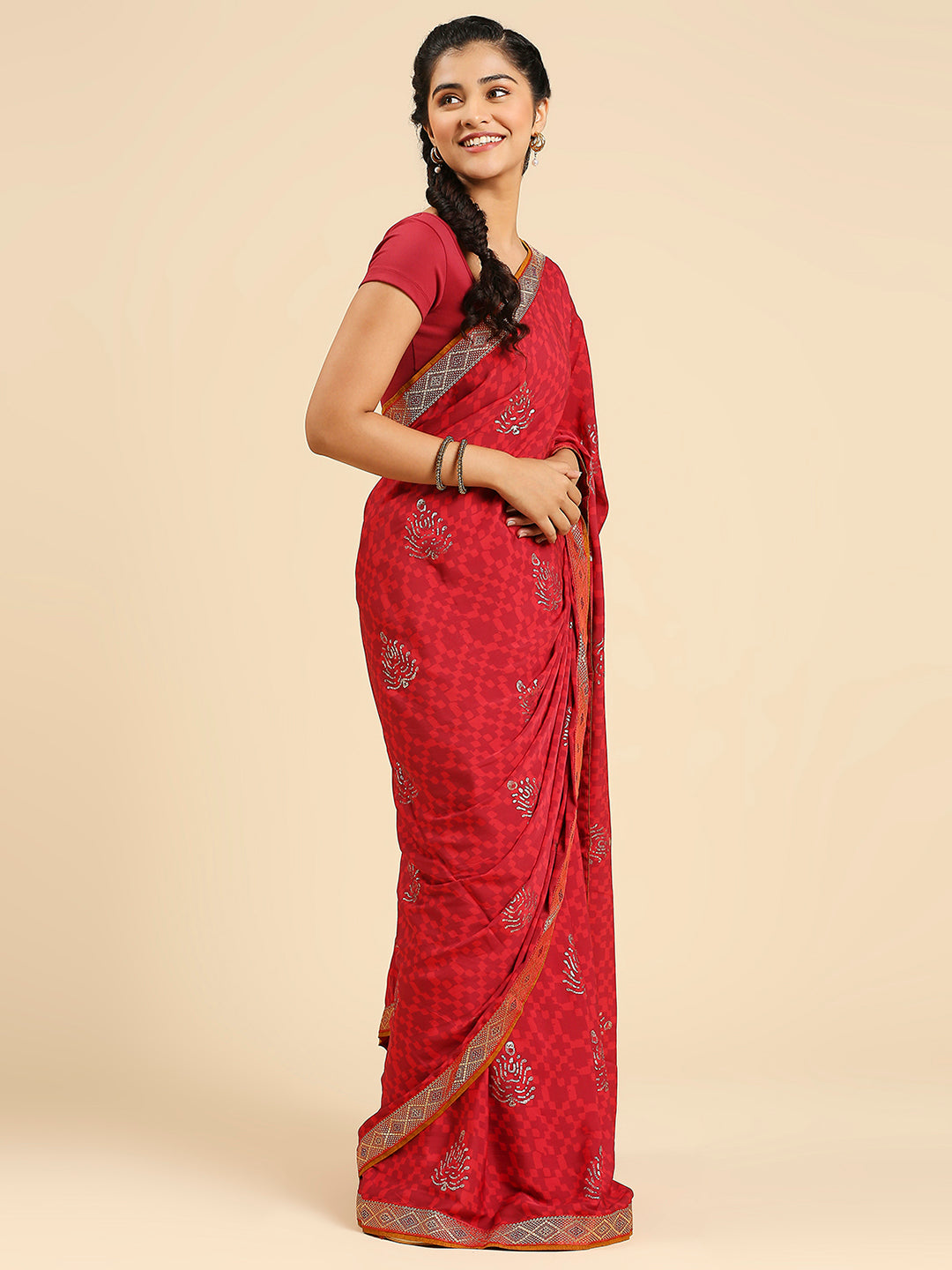 Laxmipati 7271 Poly Silk Wine Saree