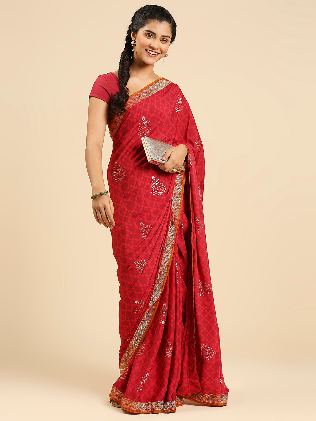 Laxmipati 7271 Poly Silk Wine Saree