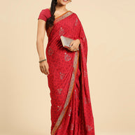 Laxmipati 7271 Poly Silk Wine Saree