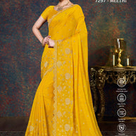Laxmipati Bulbul 7297 Chiffon Yellow Saree