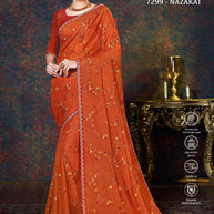 Laxmipati Bulbul 7299 Chiffon Orange Saree