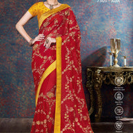 Laxmipati Bulbul 7301 Chiffon Red Saree