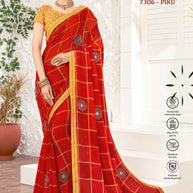 Laxmipati Bulbul 7306 Chiffon Red Saree