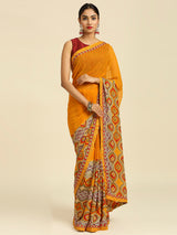 Laxmipati 7372 Poly Georgette Mustard Saree