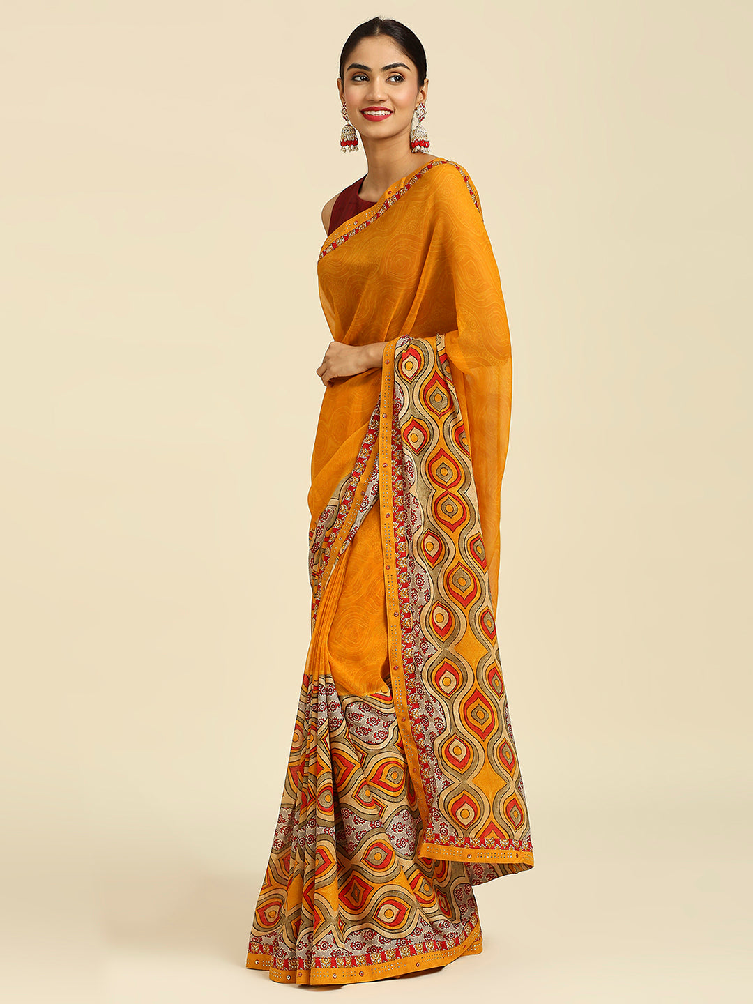 Laxmipati 7372 Poly Georgette Mustard Saree