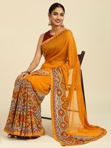 Laxmipati 7372 Poly Georgette Mustard Saree