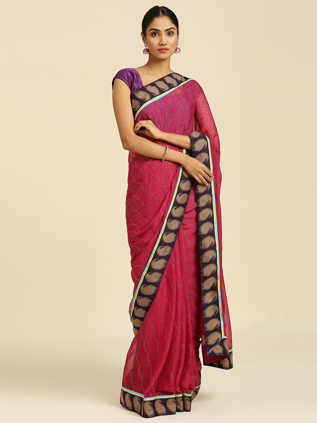 Laxmipati 7384 Poly Chiffon Wine Saree