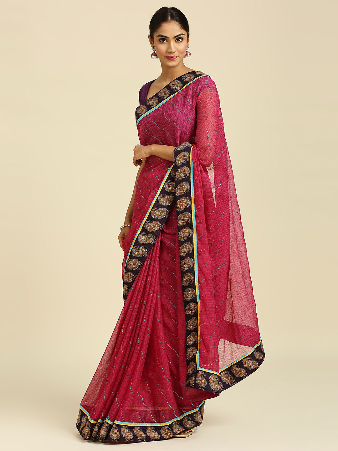 Laxmipati 7384 Poly Chiffon Wine Saree