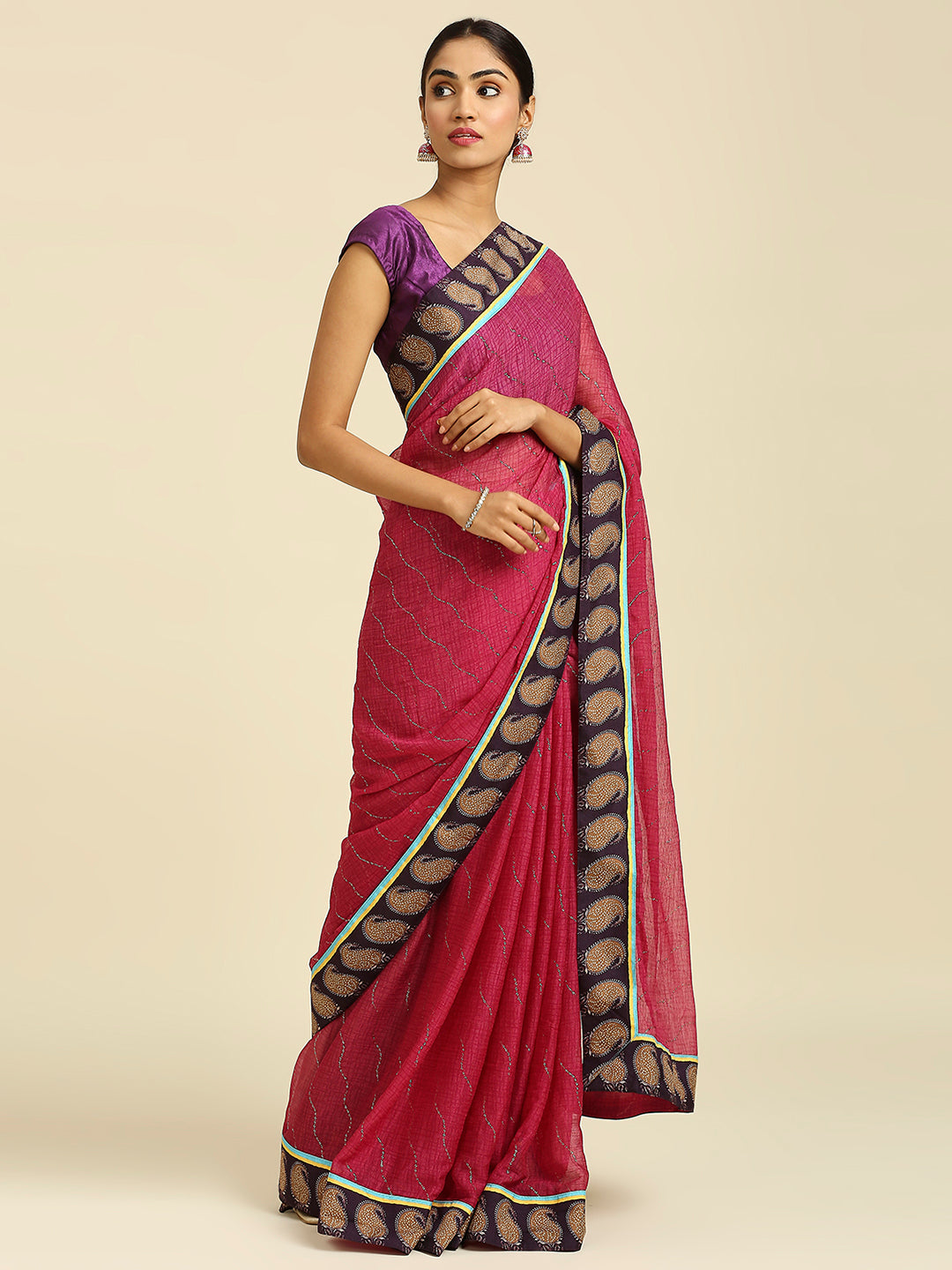 Laxmipati 7384 Poly Chiffon Wine Saree