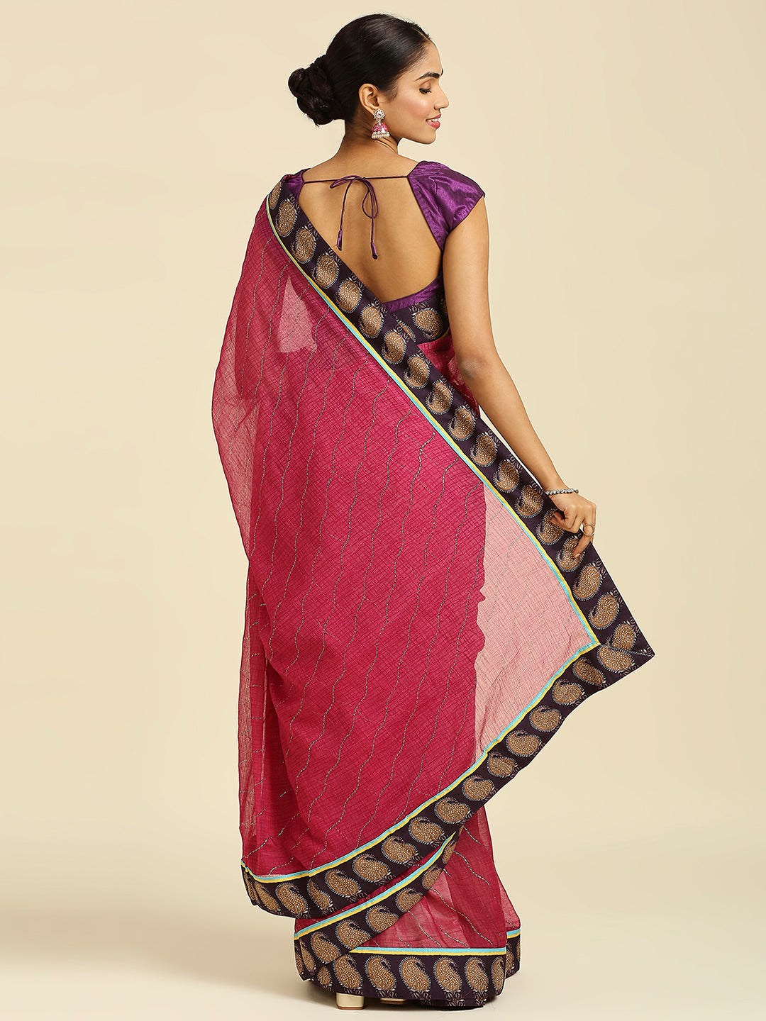 Laxmipati 7384 Poly Chiffon Wine Saree