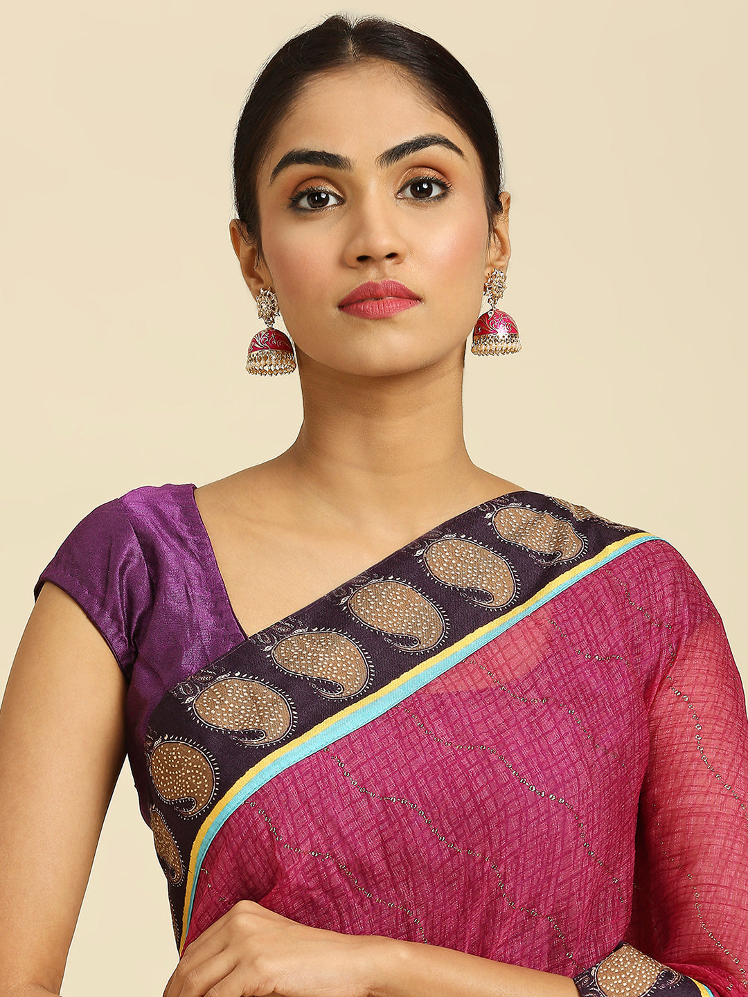 Laxmipati 7384 Poly Chiffon Wine Saree