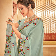 Laxmipati Jugnoo Silk Pista Green Saree