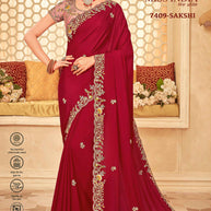 Laxmipati  Bulbul 7409 Crep Silk Maroon Saree