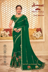 Laxmipati Bulbul 7412 Tissue Silk Green Saree