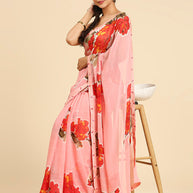 Laxmipati 7429 Poly Georgette Pink Saree
