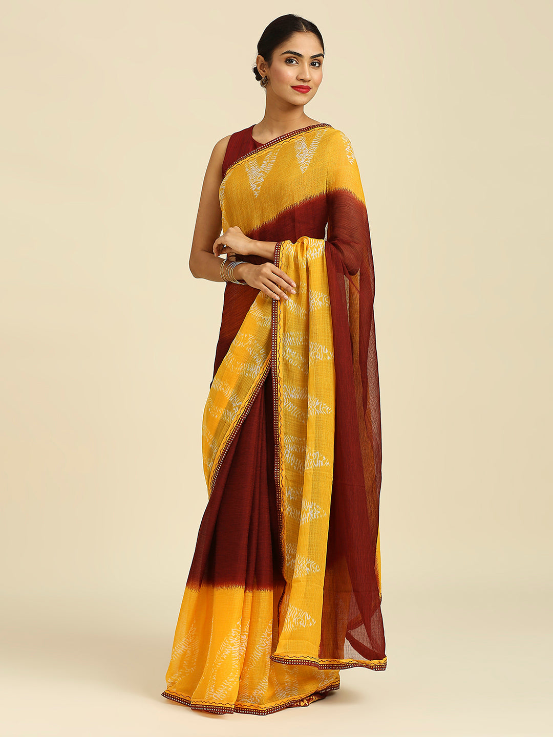 Laxmipati 7528 Poly Chiffon Yellow Saree