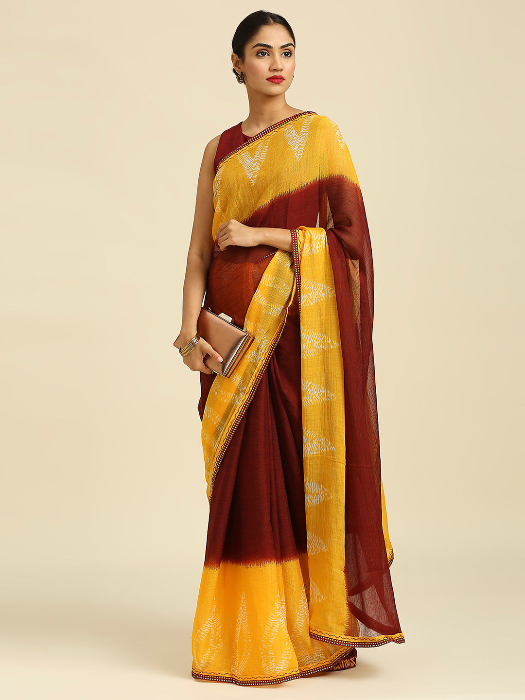 Laxmipati 7528 Poly Chiffon Yellow Saree