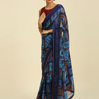 Laxmipati 7531 Poly Georgette Navy Blue Saree