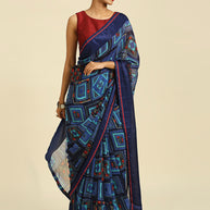 Laxmipati 7531 Poly Georgette Navy Blue Saree