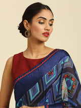 Laxmipati 7531 Poly Georgette Navy Blue Saree