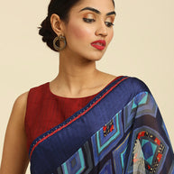 Laxmipati 7531 Poly Georgette Navy Blue Saree