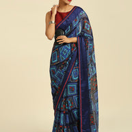 Laxmipati 7531 Poly Georgette Navy Blue Saree