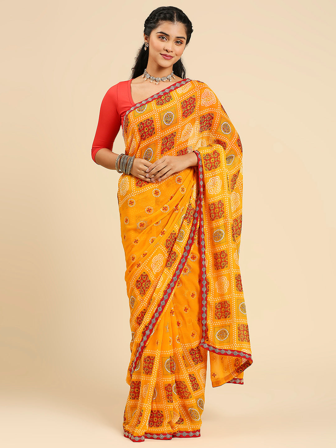 Laxmipati 7532 Poly Georgette Mustard Saree