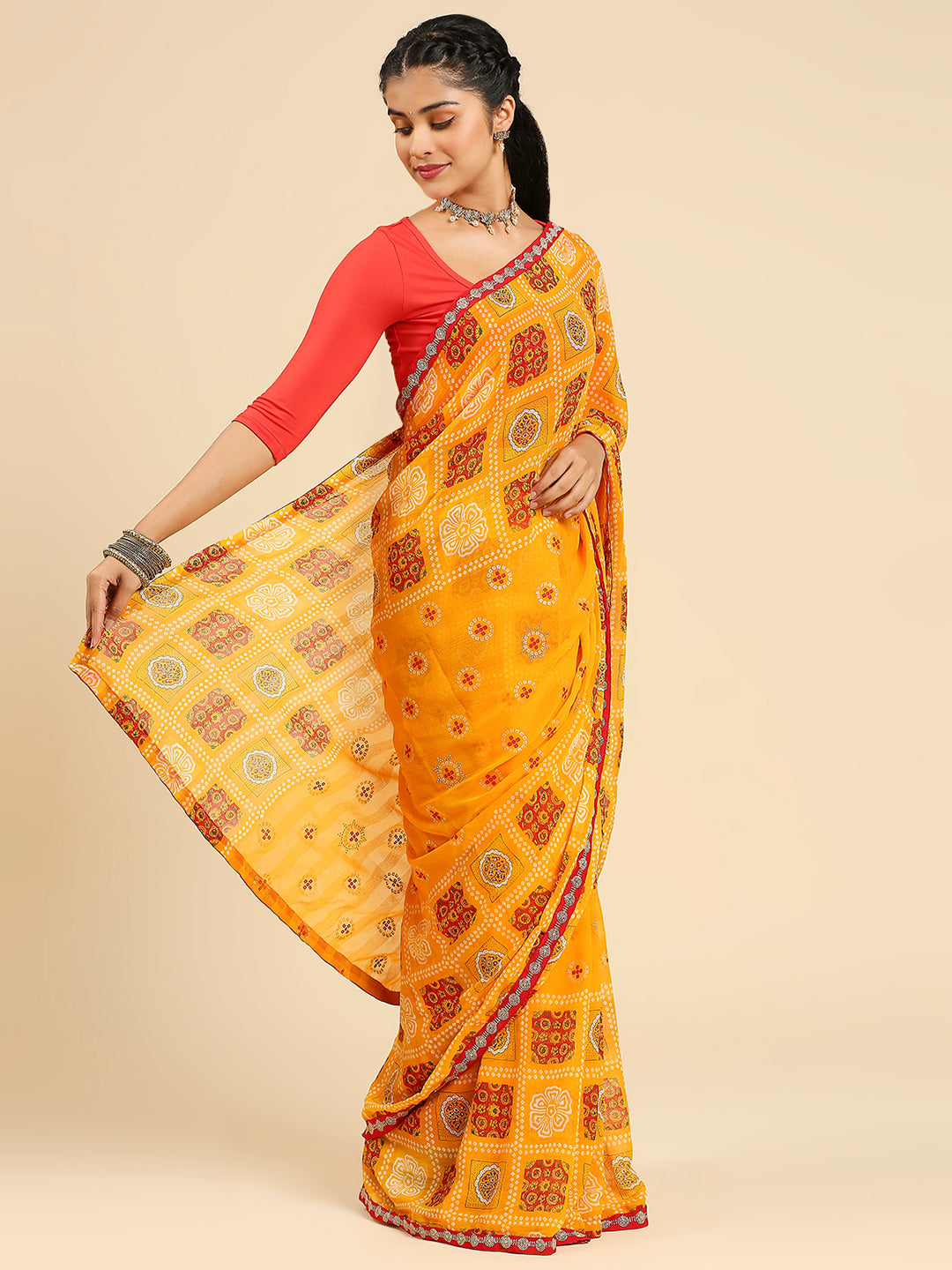 Laxmipati 7532 Poly Georgette Mustard Saree