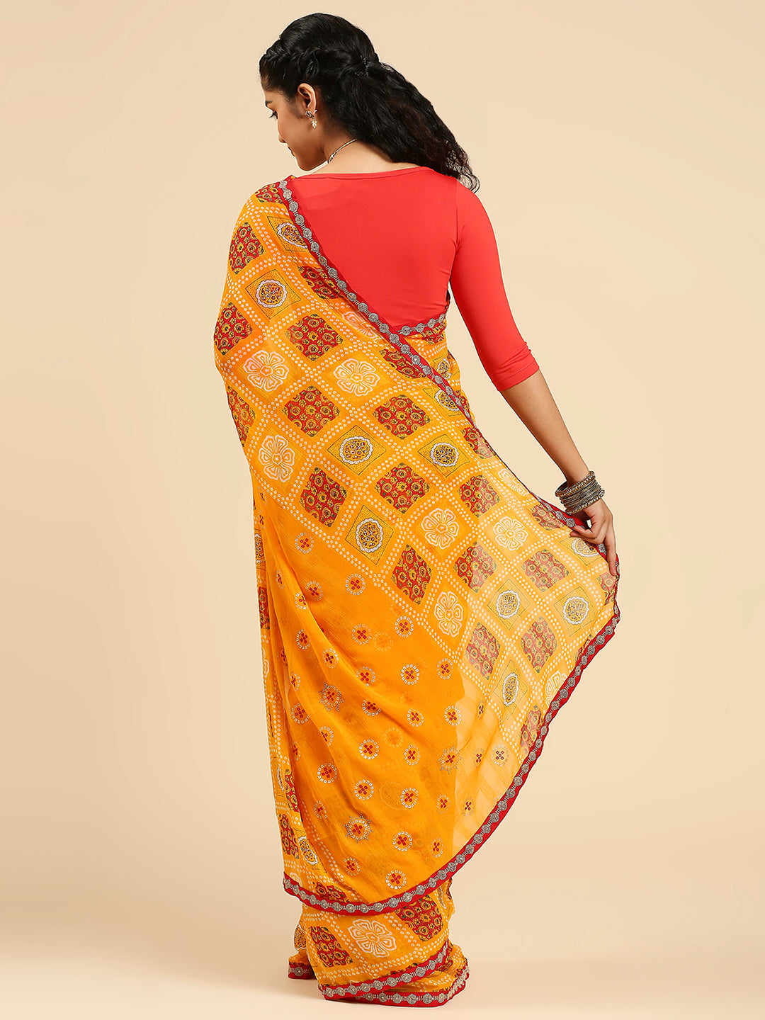 Laxmipati 7532 Poly Georgette Mustard Saree