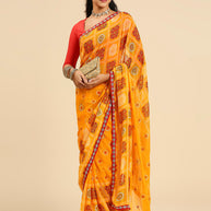 Laxmipati 7532 Poly Georgette Mustard Saree