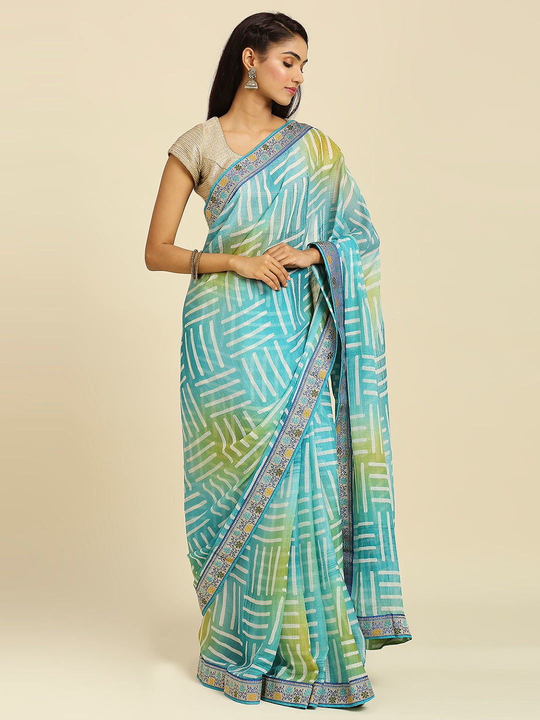 Laxmipati 7541 Poly Chiffon Sea Green Saree