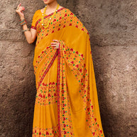 Laxmipati Rachna 7561 Georgette Yellow Saree