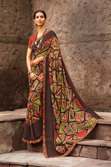 Laxmipati Rachna 7562 Georgette Brown Saree