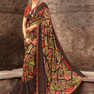 Laxmipati Rachna 7562 Georgette Brown Saree