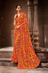 Laxmipati  Rachna 7568 Georgette Orange Saree