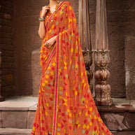 Laxmipati  Rachna 7568 Georgette Orange Saree