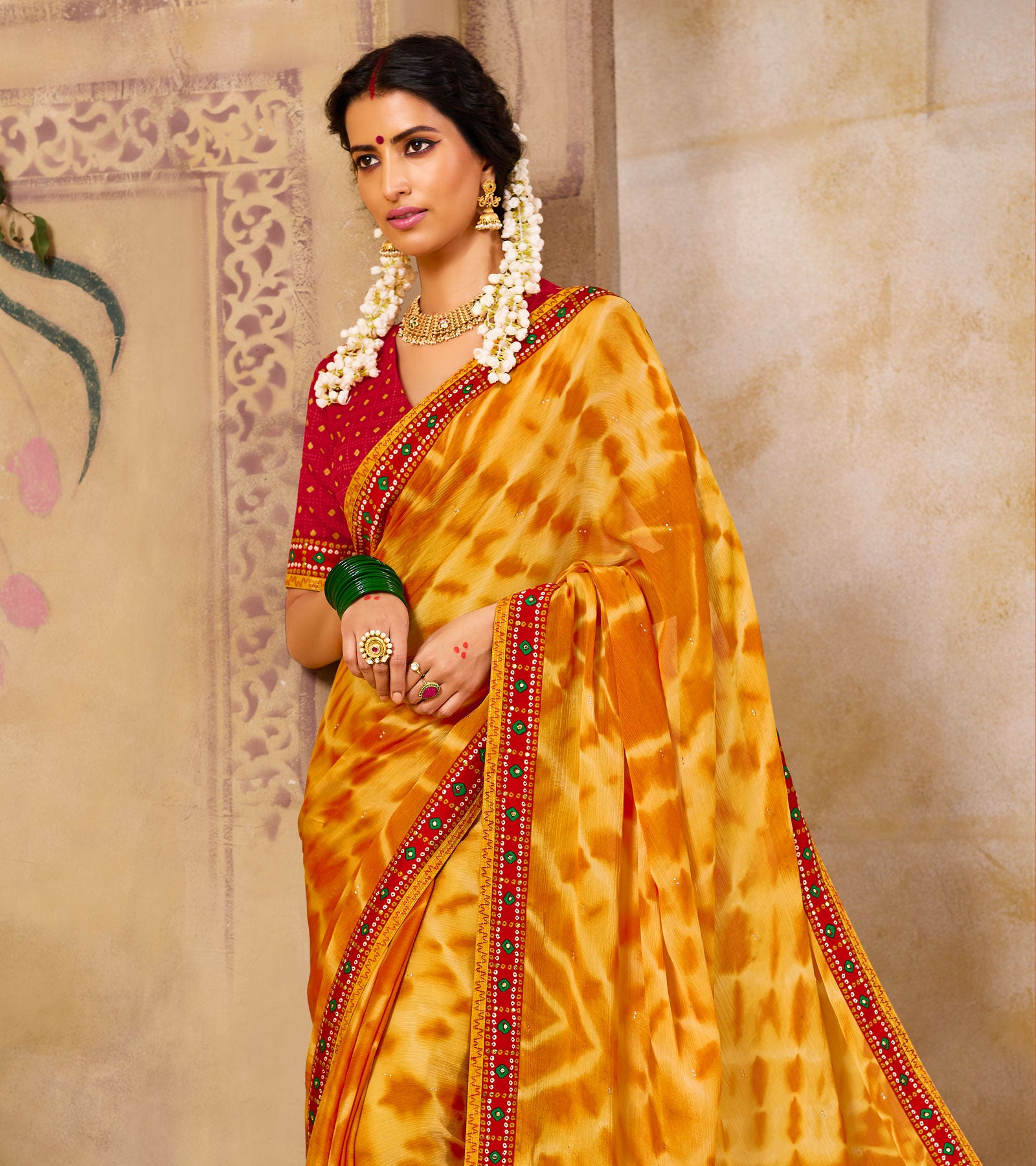 Laxmipati 7637 Poly Chiffon Mustard Saree