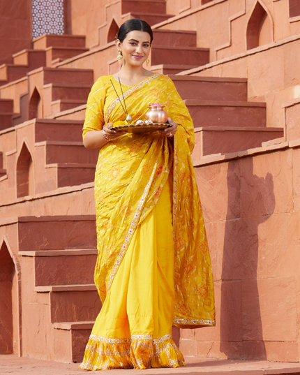 Laxmipati 7671 Silk With jacquard Mustard Saree - Akshara Singh