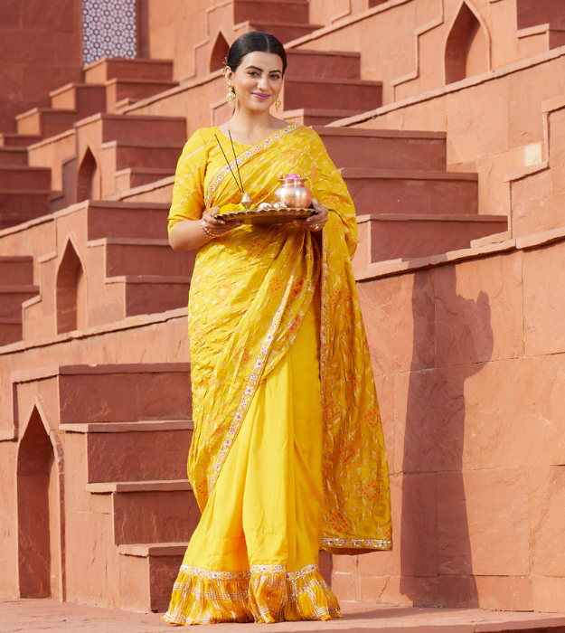 Laxmipati 7671 Silk With jacquard Mustard Saree - Akshara Singh