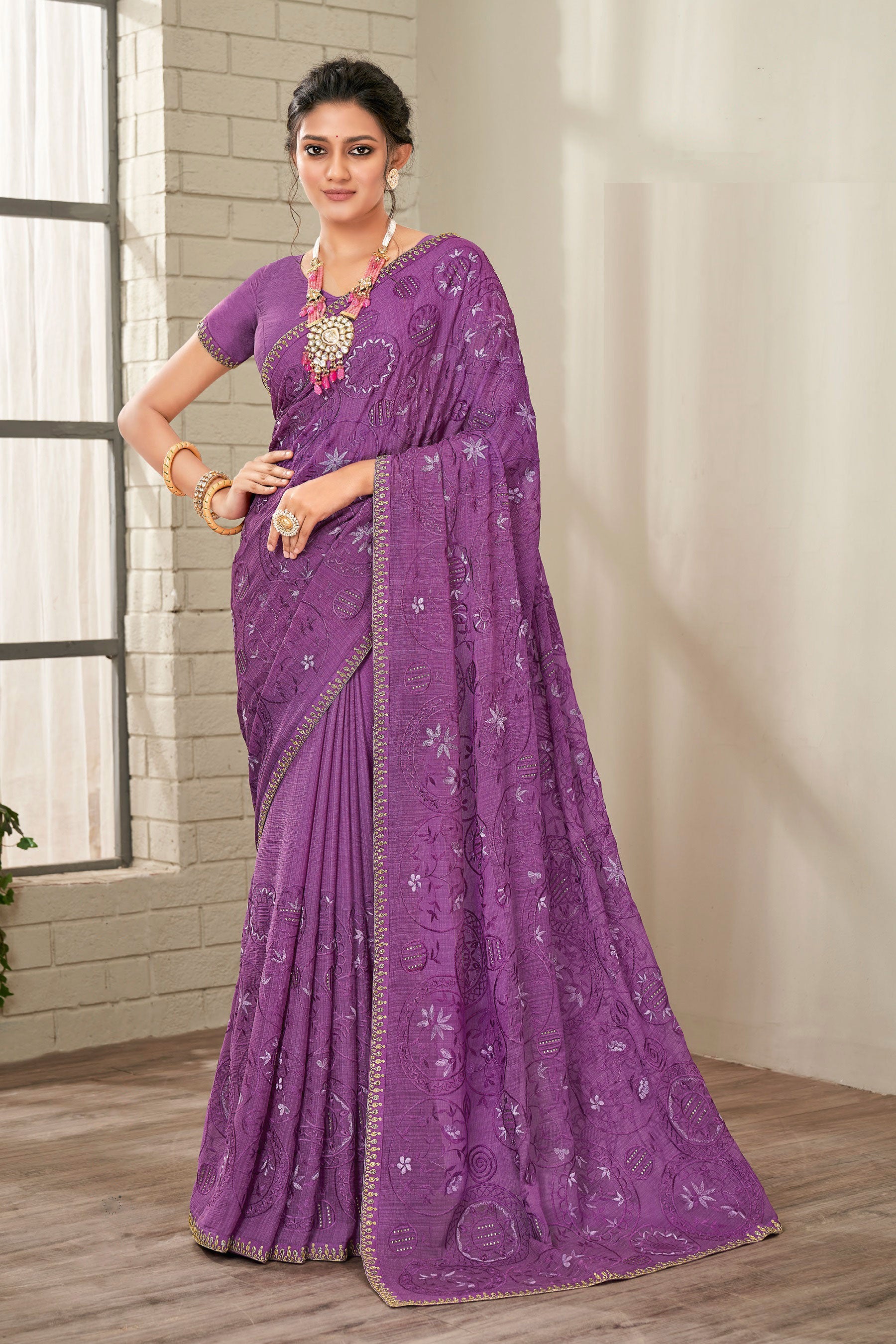 Laxmipati Rasili 7738 Chiffon Purple Saree