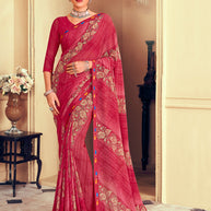 Laxmipati Rachna 7772 Georgette Peach Saree