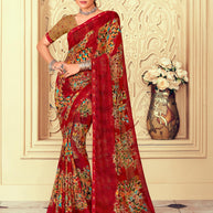 Laxmipati Rachna 7775 Georgette Maroon Saree